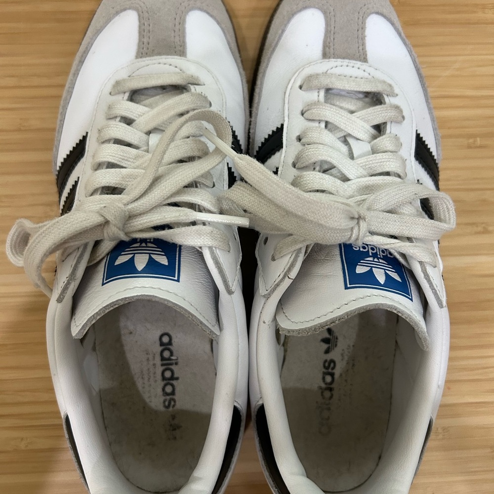 Adidas Sambas Womens White and Gray Sneakers